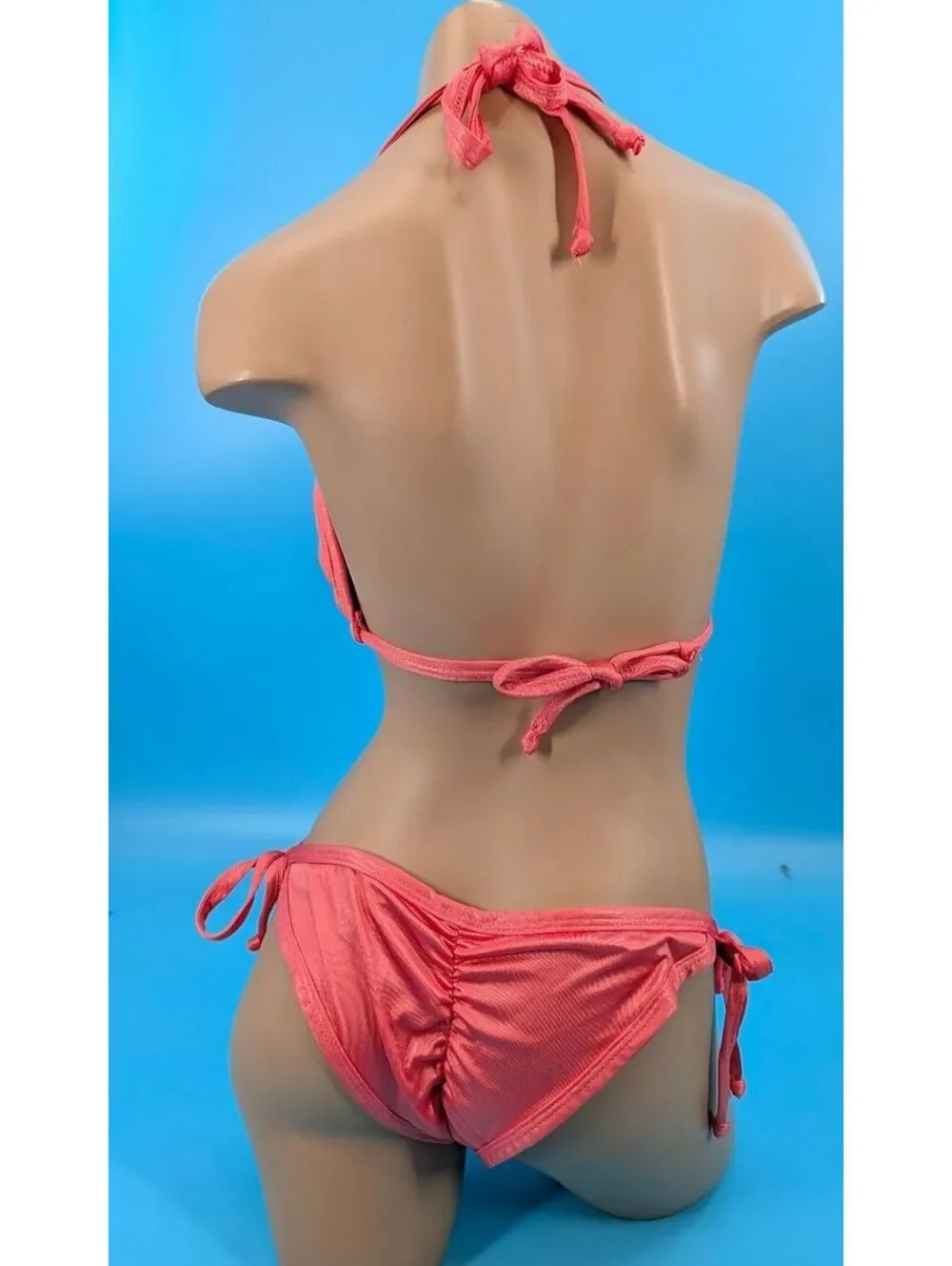 Daisy Beachwear Coral Pucker Scrunch Butt Bikini New MED